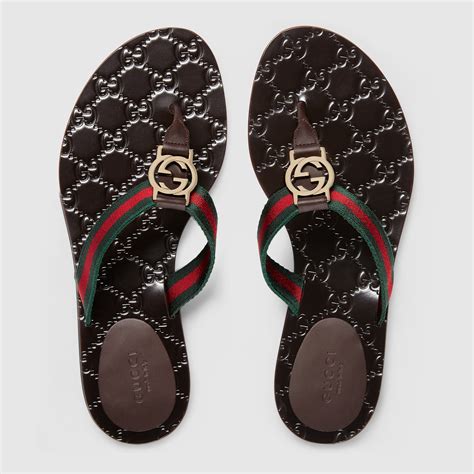 gucci web strap thong sandal|Gucci Women's Kika Thong Sandals .